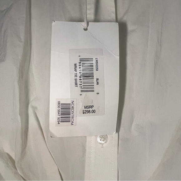 Frame White Cropped Wrap Tie Shirt  Button Up Blouse Size Small NWT Cotton - Picture 10 of 11